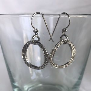 Circle hoop dangle sterling silver earrings